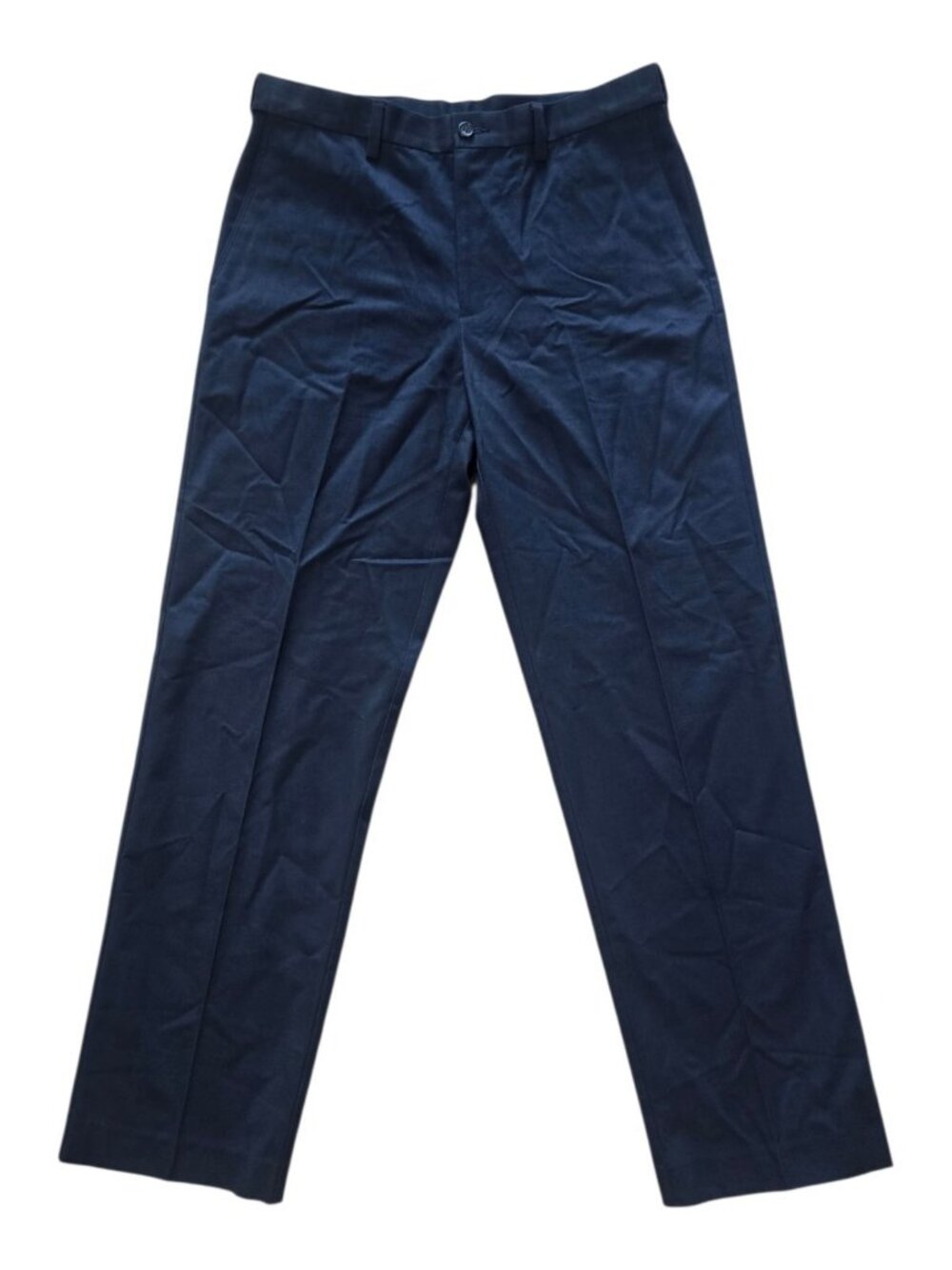 NWT Savane Men's Dress Khaki Pants 34x32 Flex Waist Flat Front Eclipse Navy Blue